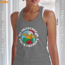 garfield christmas my presence is your present gray tank top for women