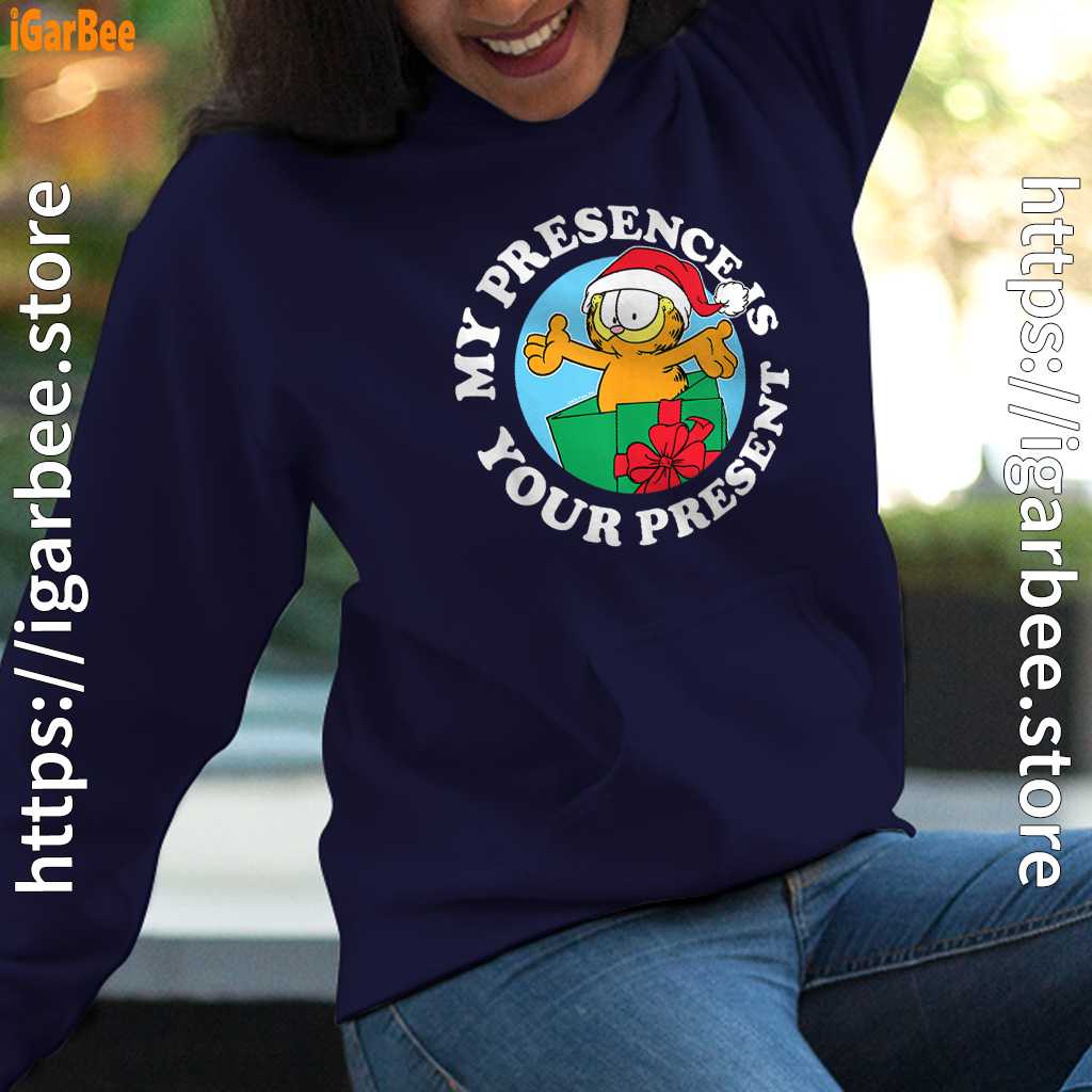 garfield christmas my presence is your present navy women hoodies garfield christmas my presence is your present navy women hoodies