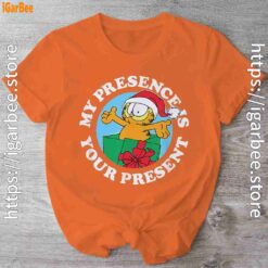 garfield christmas my presence is your present orange shirt
