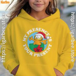 garfield christmas my presence is your present yellow hoodie for kid girl