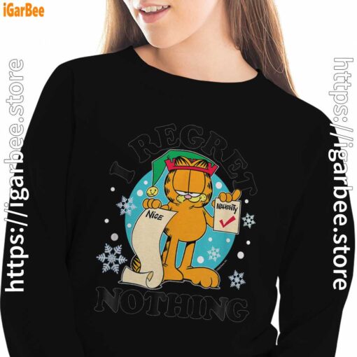 garfield christmas naughty list regret nothing black women sweatshirts