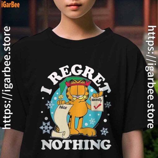 garfield christmas naughty list regret nothing kids girl black t shirt
