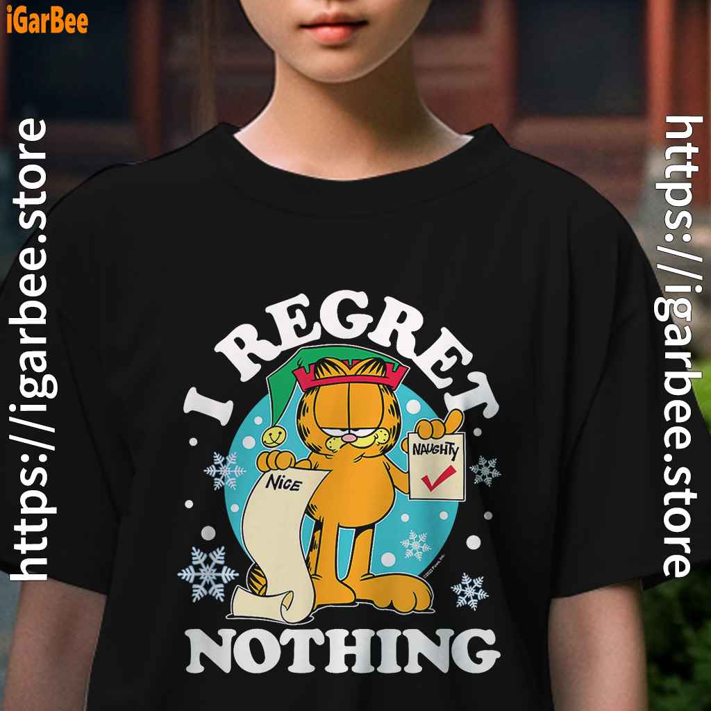 garfield christmas naughty list regret nothing kids girl black t shirt garfield christmas naughty list regret nothing kids girl black t shirt