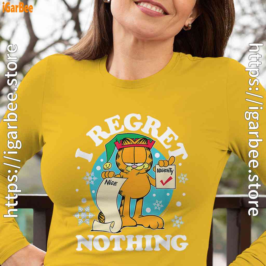 garfield christmas naughty list regret nothing long sleeve yellow women garfield christmas naughty list regret nothing long sleeve yellow women