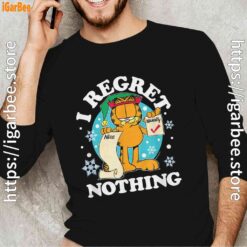 garfield christmas naughty list regret nothing men's black long sleeve