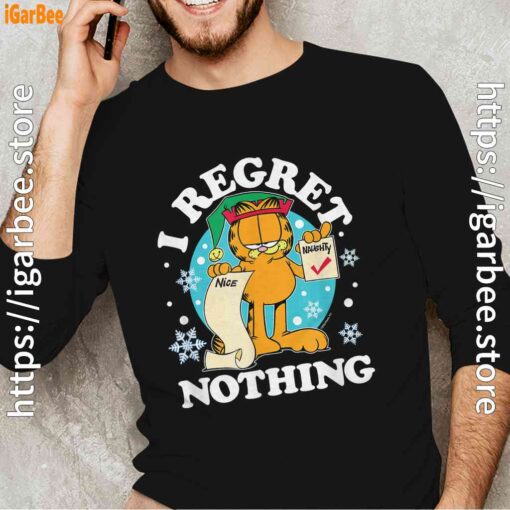 garfield christmas naughty list regret nothing men's black long sleeve