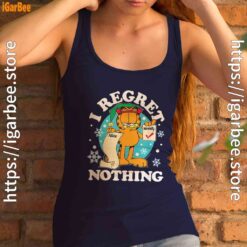 garfield christmas naughty list regret nothing navy tank top with women