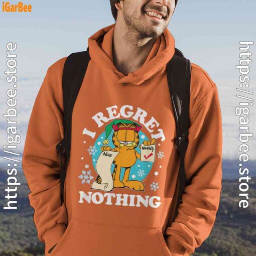 garfield christmas naughty list regret nothing orange men hoodie