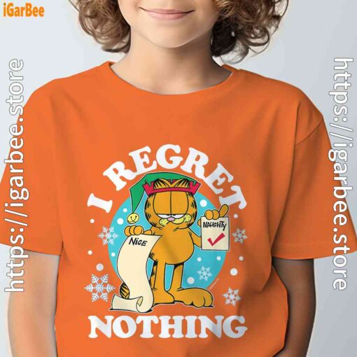 garfield christmas naughty list regret nothing orange tee kids boy