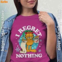 garfield christmas naughty list regret nothing pink women shirt