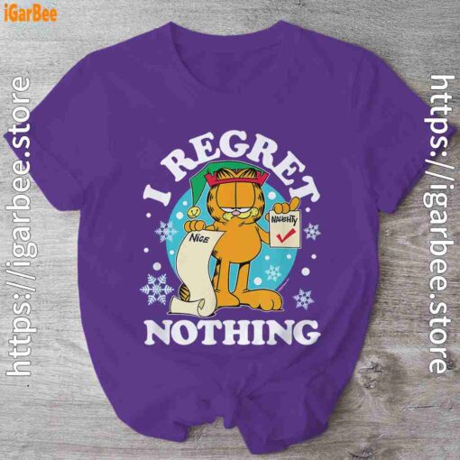 garfield christmas naughty list regret nothing purple shirt