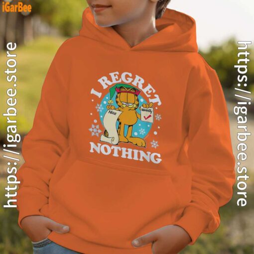 garfield christmas naughty list regret nothing youth boy orange hoodie