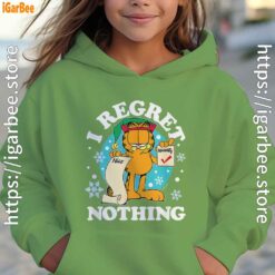 garfield christmas naughty list regret nothing youth girl green hoodie