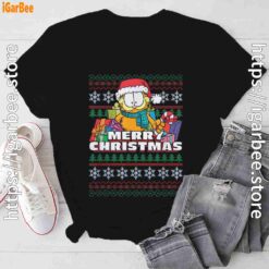 garfield christmas santa black tee shirt