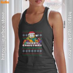 garfield christmas santa black women tank top