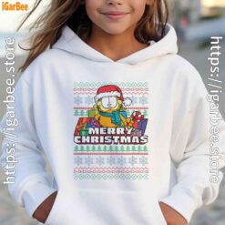 garfield christmas santa girl hoodie white