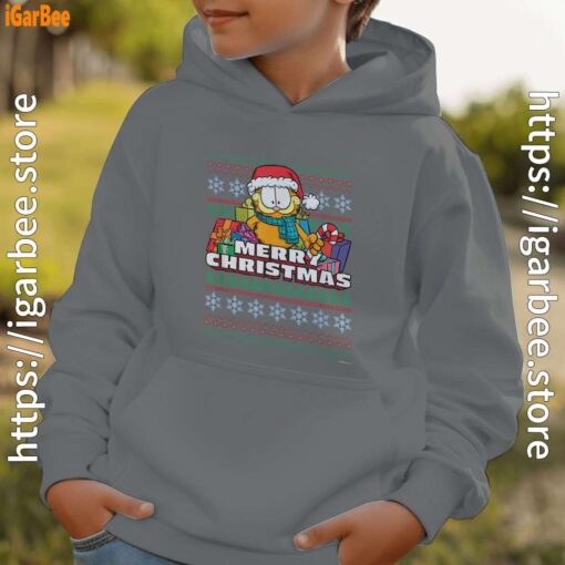 garfield christmas santa gray hoodie kids