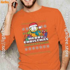 garfield christmas santa long sleeve orange men