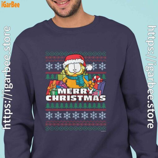 garfield christmas santa navy sweatshirts for men