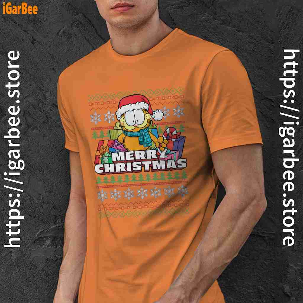 garfield christmas santa orange men shirt garfield christmas santa orange men shirt