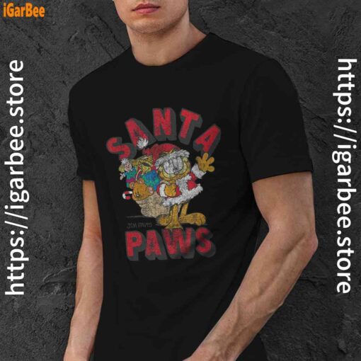 garfield christmas santa paws black men shirt