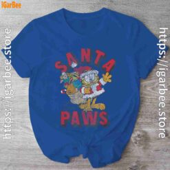 garfield christmas santa paws blue shirt