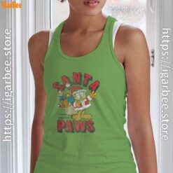 garfield christmas santa paws green tank top women