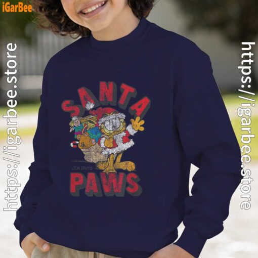 garfield christmas santa paws navy sweatshirt for kid boy
