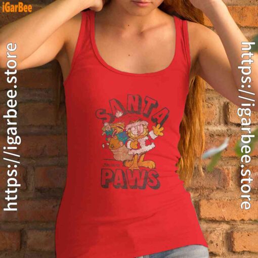garfield christmas santa paws women tank top red female