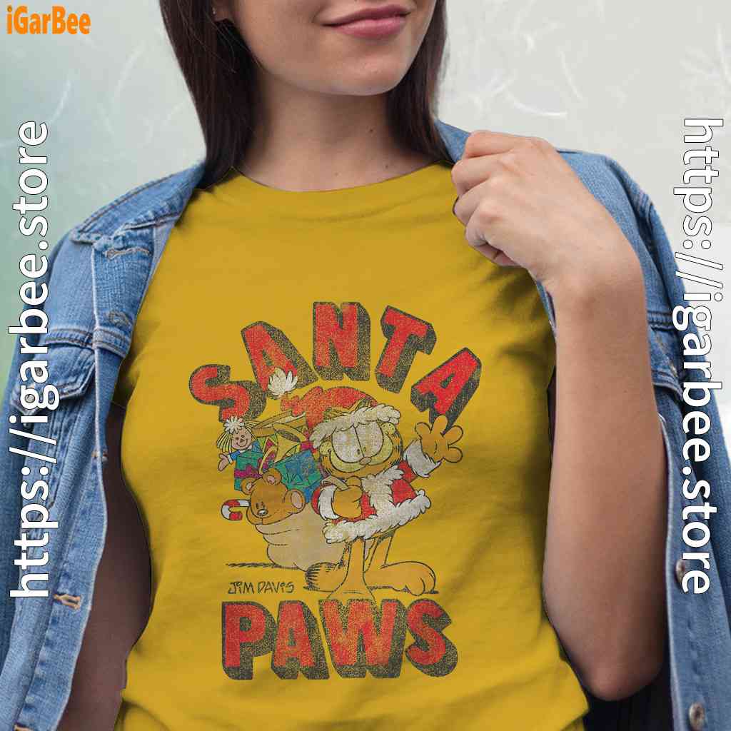 garfield christmas santa paws women yellow shirt garfield christmas santa paws women yellow shirt