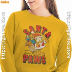 garfield christmas santa paws yellow sweatshirt for women