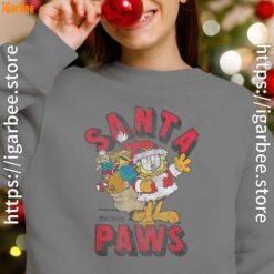 garfield christmas santa paws youth girl with gray sweatshirt
