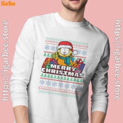 garfield christmas santa white long sleeve with man