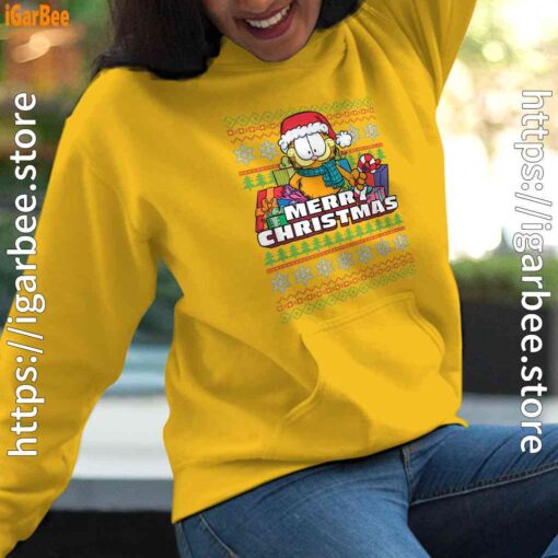 garfield christmas santa yellow hoodie for women