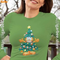 garfield christmas tree female green long sleeve women