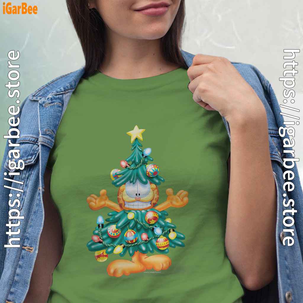 garfield christmas tree green t shirt for women garfield christmas tree green t shirt for women