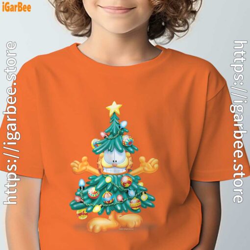 garfield christmas tree orange tee kids boy