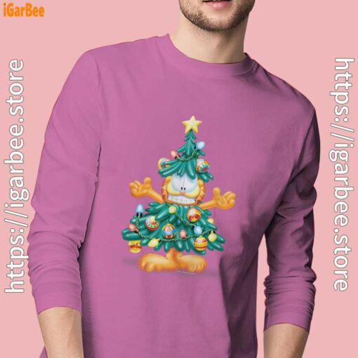 garfield christmas tree pink long sleeve men