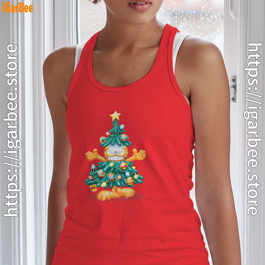 garfield christmas tree tank top red with women garfield christmas tree tank top red with women