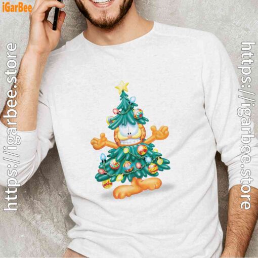 garfield christmas tree white long sleeve for male