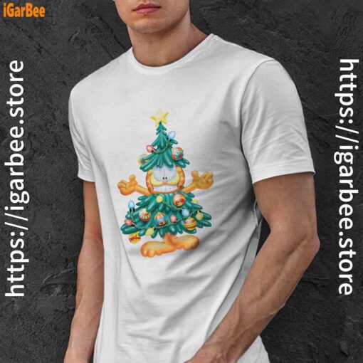 garfield christmas tree white men shirt