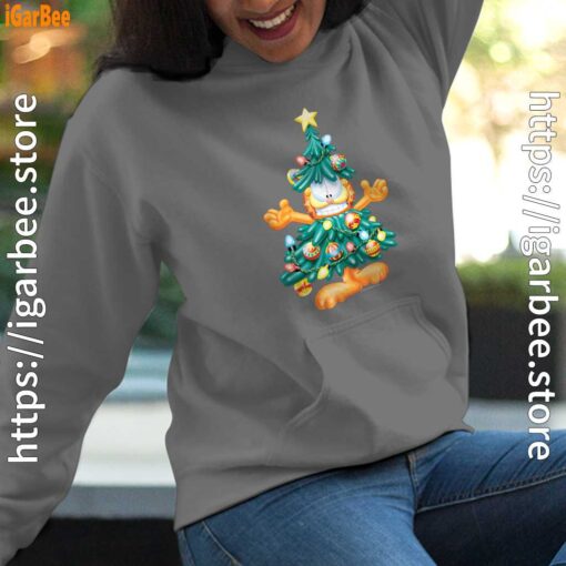 garfield christmas tree women gray hoodies