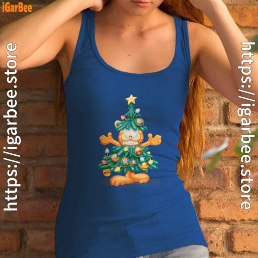 garfield christmas tree women's royal tank top