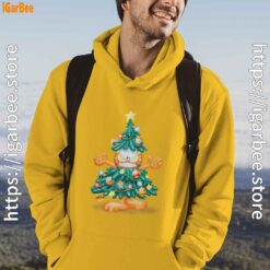 garfield christmas tree yellow men hoodie