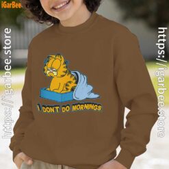 garfield dont do mornings brown sweatshirt for youth boy
