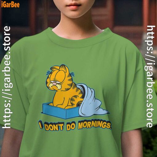 garfield dont do mornings female green tee for girl