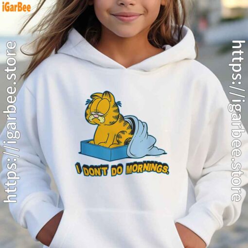 garfield dont do mornings girl hoodie white