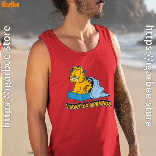 garfield dont do mornings man tank top red