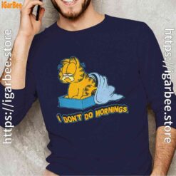 garfield dont do mornings navy with men's long sleeve