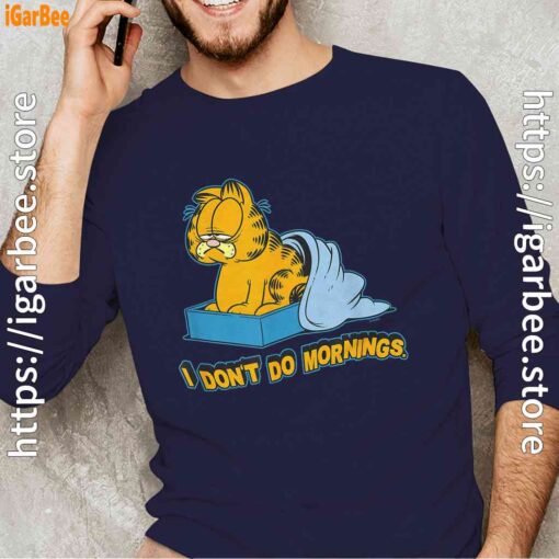 garfield dont do mornings navy with men's long sleeve